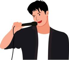 Stand up comedian performing, holding a mic flat style vector illustration, stand up performer, stand up artist, stage performer flat style stock vector image