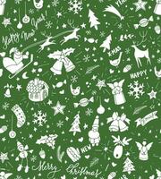 christmas seamless pattern with hand drawn elements vector