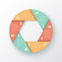 infographic circle diagram template with six steps vector