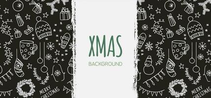 christmas background with hand drawn icons vector