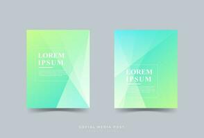 social media post template. 2 set. green and yellow gradation. slash .abstract eps 10 vector