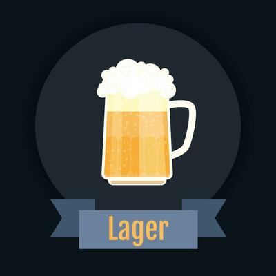 banner with a glass of beer on a blue background, Octoberfest illustration