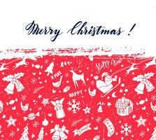 Merry Christmas and happy new year greeting card with red and white background vector