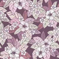 seamless floral pattern with pink and purple flowers vector
