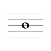 Semibreve or whole note symbol on staff flat vector isolated on white background. Musical notes symbol. Musical notation. For learning music.