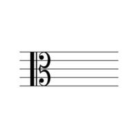 Alto clef or C clef on staff flat vector isolated on white background. Black musical notation symbol. Music concept.