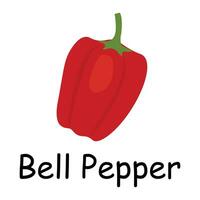 Bell pepper illustration flat vector. Vegetables flashcard. Element for kitchen, cooking, super market, healthy lifestyle concept vector