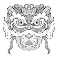 tattoos black and white barongsai dragon chienese illustration. good for element design and coloring pages vector