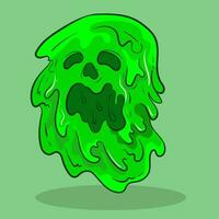 Scream Jelly liquid green monster cartoon character mascot in waves liquid vector