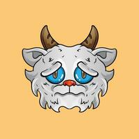 Sad baby goat cute cartoon character illustration. Design Good for tshirt kids vector