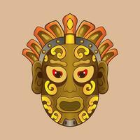 african ethnic tribal ritual masks of different shape isolated on white background vector illustration.