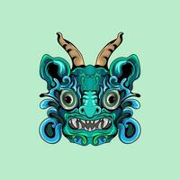 Oni Mask Vector Art Illustration on Isolated Background. Japanese Demon Vector illustration.