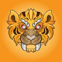 Tigre cabezas colocar. vector dibujos animados cómic garabatear ilustración, mascota, personaje, icono, logo de leopardo animal cara.chino año símbolo. año de tigre. dibujos animados mascota. sonriente adorable personaje.