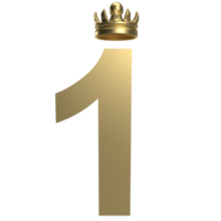 The on e and gold crown for Business concept 3d rendering png