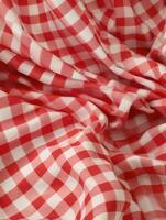 AI Generative red and white checkered fabric photo