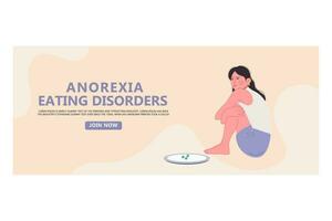 Anorexia eating disorder banner template vector