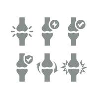 Human bone joints vector icon set. Joint pain, inflammation and arthritis icons.