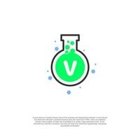 vector letter v on lab icon design template illustration