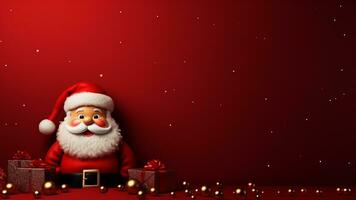 Joyful Christmas Red Background with Ample Copy Space, AI Generative photo