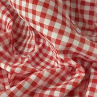 AI Generative red and white checkered fabric photo