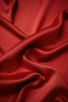 AI Generative red background silk fabric photo