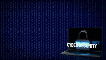 The Cybersecurity text on digital Background 3d rendering photo