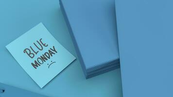 The paper on table for Blue Monday concept 3d rendering photo