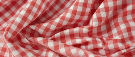 AI Generative red and white checkered fabric photo