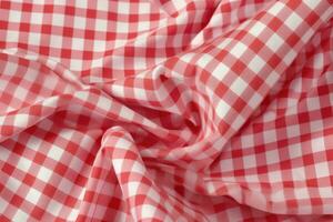 AI Generative red and white checkered fabric photo