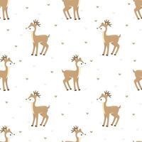 Seamless vector pattern with cute fawn and heart. Perfect for textile, wallpaper or print design.