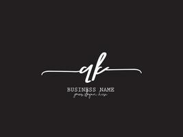 Signature Qk Feminine Logo, Minimalist QK Logo Icon Vector Art
