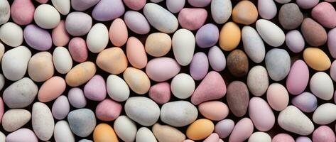 AI Generative pile of pebbles colored in pastel colors photo