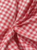 AI Generative red and white checkered fabric photo