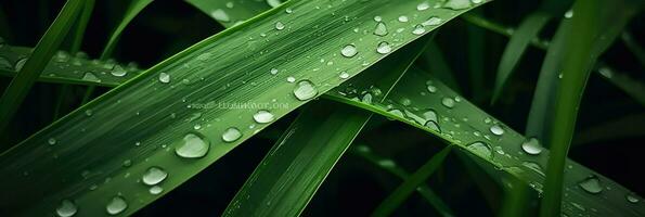 AI Generative grass plants raindrops dew photo