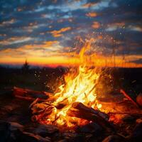 AI Generative sunset over a bonfire photo