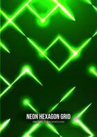 Abstract background hexagon neon light grid vector