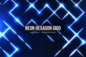 Abstract background hexagon neon light grid vector