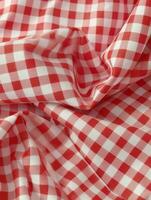 AI Generative red and white checkered fabric photo