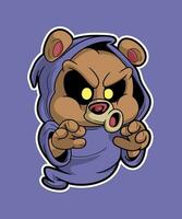 Spooky Bear. Spooky Horror Cartoon Illustration Style. vector