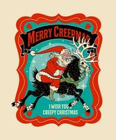 Merry Creepmas. Funny Christmas Cartoon Illustration. vector