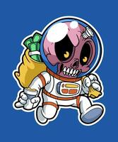 Space Raiders. Spooky Horror Cartoon Illustration Style. vector