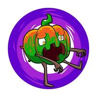 Pumpkin Zombie. Vintage Horror Cartoon Illustration Style. vector