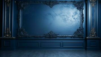 Luxury Blue Room with Copy Space Elegance and Style, AI Generative photo