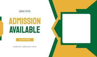 School Admission Open Video Thumbnail, Admission Open Web Banner Template vector