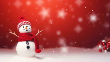 Joyful Christmas Red Background with Ample Copy Space, AI Generative photo