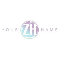 ZH Initial Logo Watercolor Vector Design