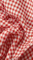 AI Generative red and white checkered fabric photo