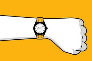 Hand wearing watch vector line art