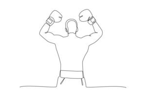 continuo uno línea dibujo boxeadores, muái tailandés luchadores boxeo, Deportes, rutina de ejercicio concepto. garabatear vector ilustración.