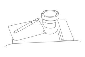 One continuous line drawing of Pharmaceuticals and medication. Medical concept. Doodle vector illustration in simple linear style.